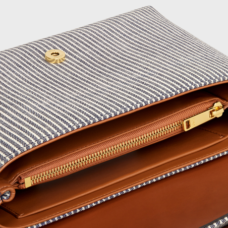 MEDIUM CELINE VICTOIRE BAG IN STRIPED TEXTILE NAVY BLUE - Image 4